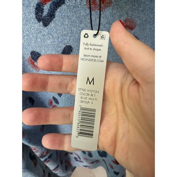 Nic + Zoe Women's Blue Multi Cozy Up Tracks Turtleneck Sweater Size M - Picture 7 of 7